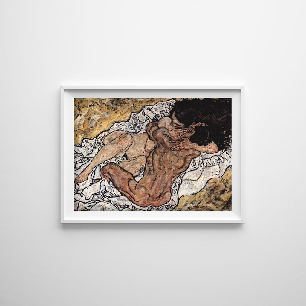 Poster - Canvas - Leinwand - 42 cm x 29,7 cm - Umarmung Egon Schiele