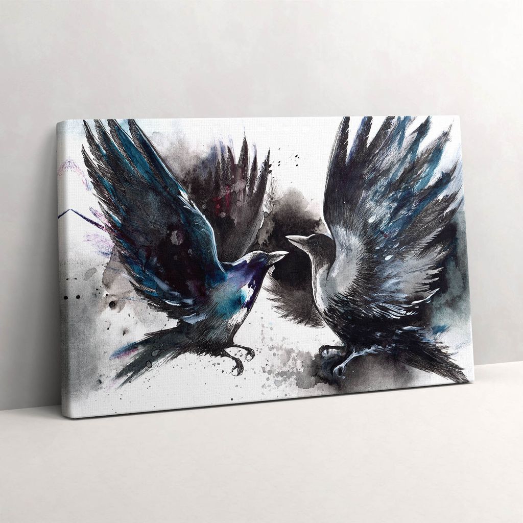 Gemalte Vögel – Leinwandbild Wandbild – 30x20 cm – Leinwandbilder – Wandbilder – Schlafzimmer – Flur