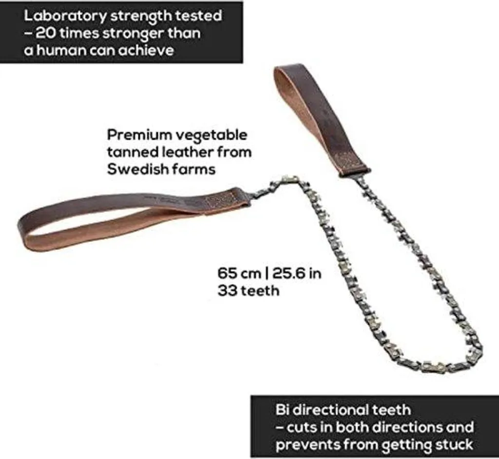 Scie de poche bushcraft 65 cm - Poignées cuir premium et housse pro