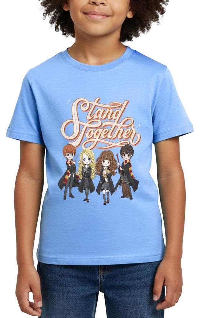 Spreadshirt Harry Potter Animierte Charaktere Stand Together Kinder T-Shirt, 98/104 (3-4 Jahre), Himmelblau