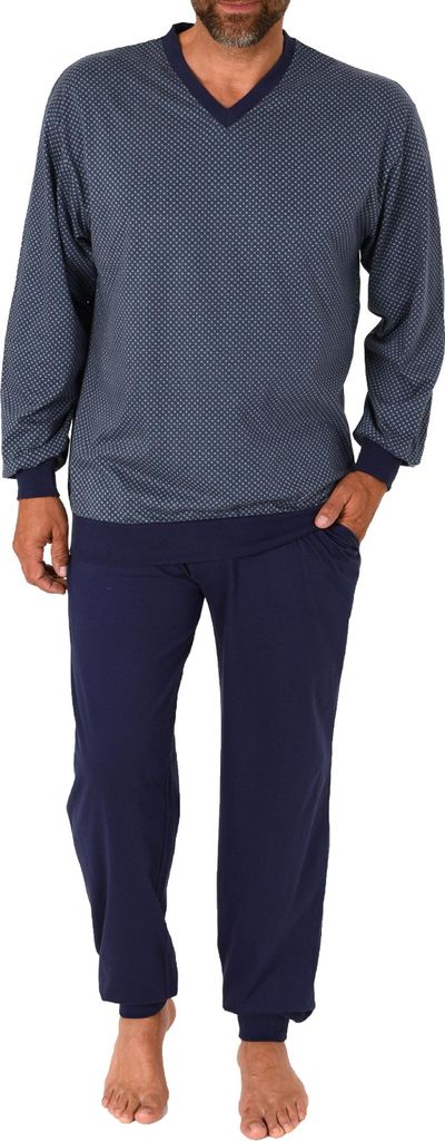 Wunderschöner Normann Herren Langarm Schlafanzug mit Bündchen Pyjama in edler Optik ; grün , 48