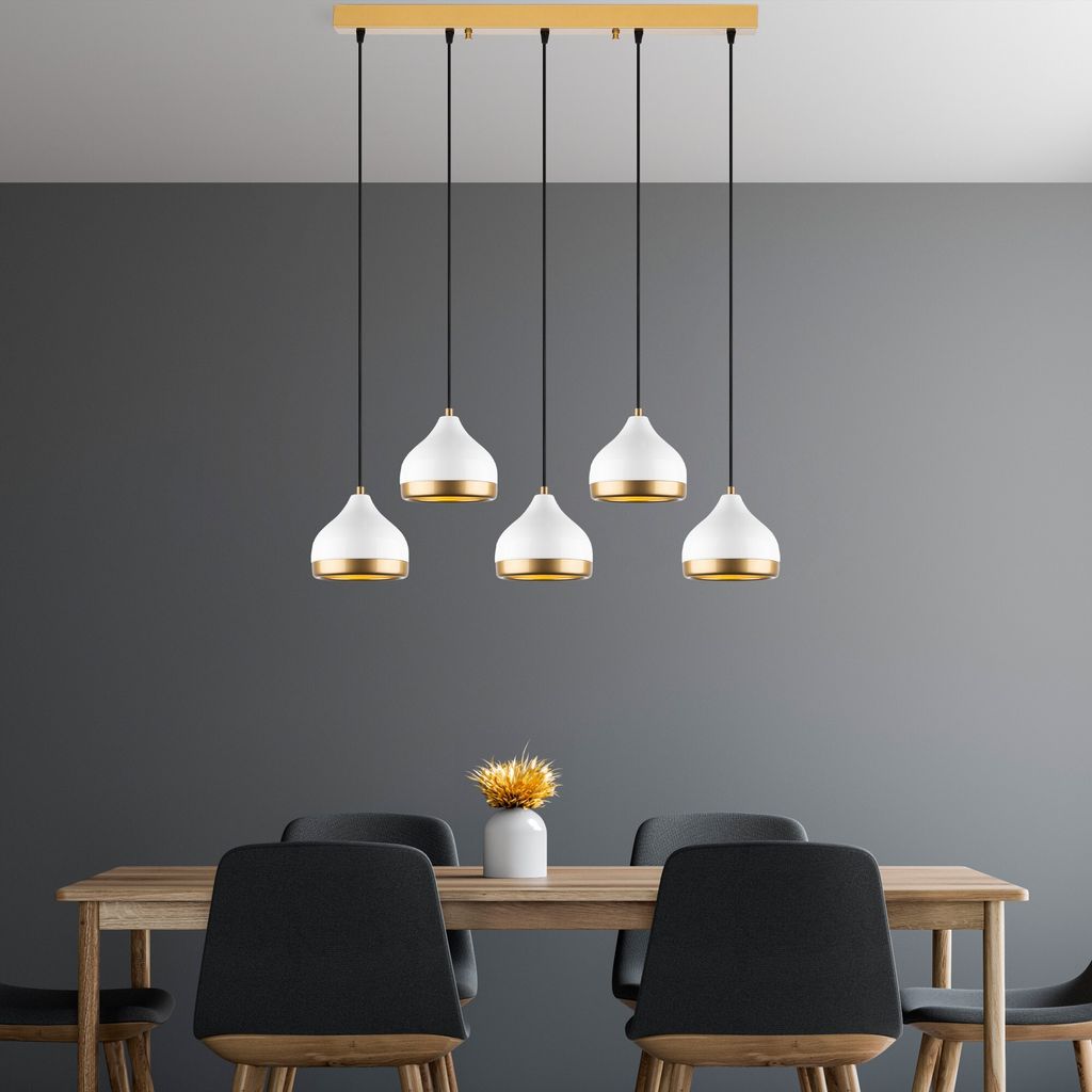 Opviq, Yildo - M-7012, Kronleuchter, Weiß, METALLKÖRPER, 90 x 17 x 25 - 111 cm
