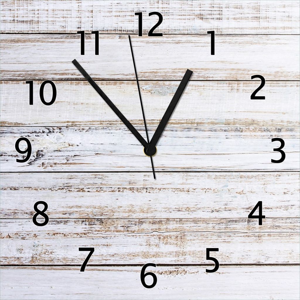 Wallario Design Wanduhr Helle Holzstruktur - Muster - Alter Dielenfußboden aus Echtglas, Größe 30 x 30 cm