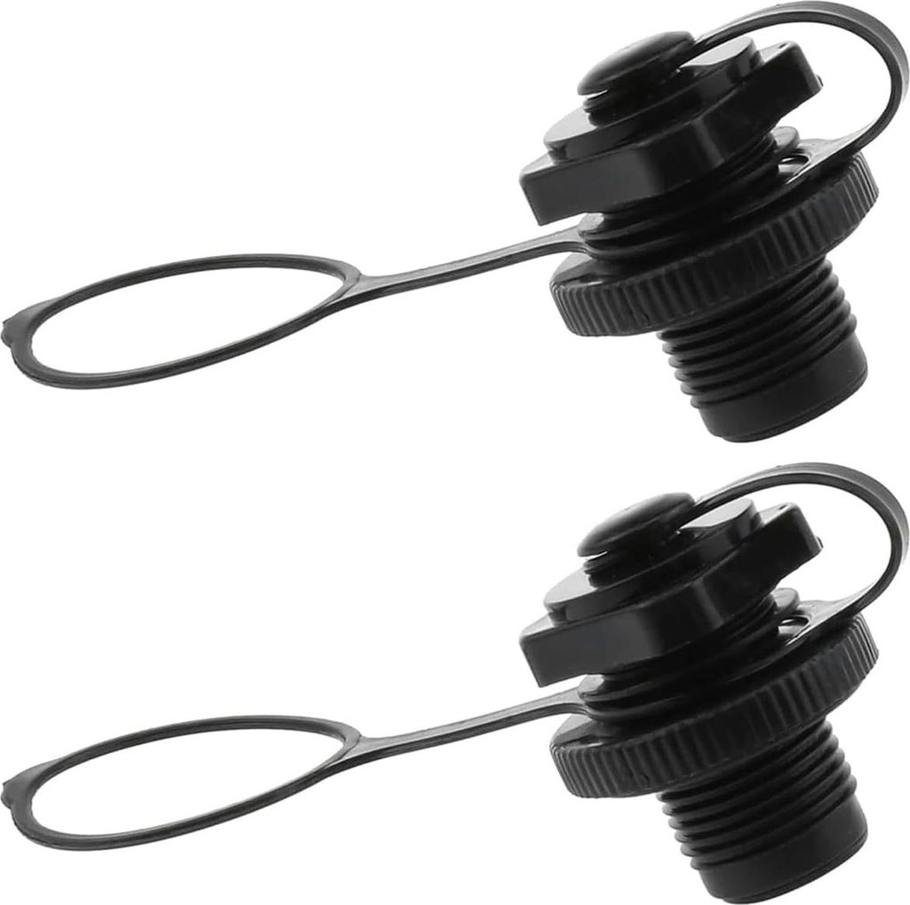 Schlauchboot Ventil Set, 23mm Universal Luftventil mit Kappe, 2 Stück für Kajak, Kanus und SUP Boards, Schwarz