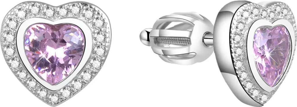 Boucles d'oreilles cœur pailleté AGUP1500S en argent massif brillant