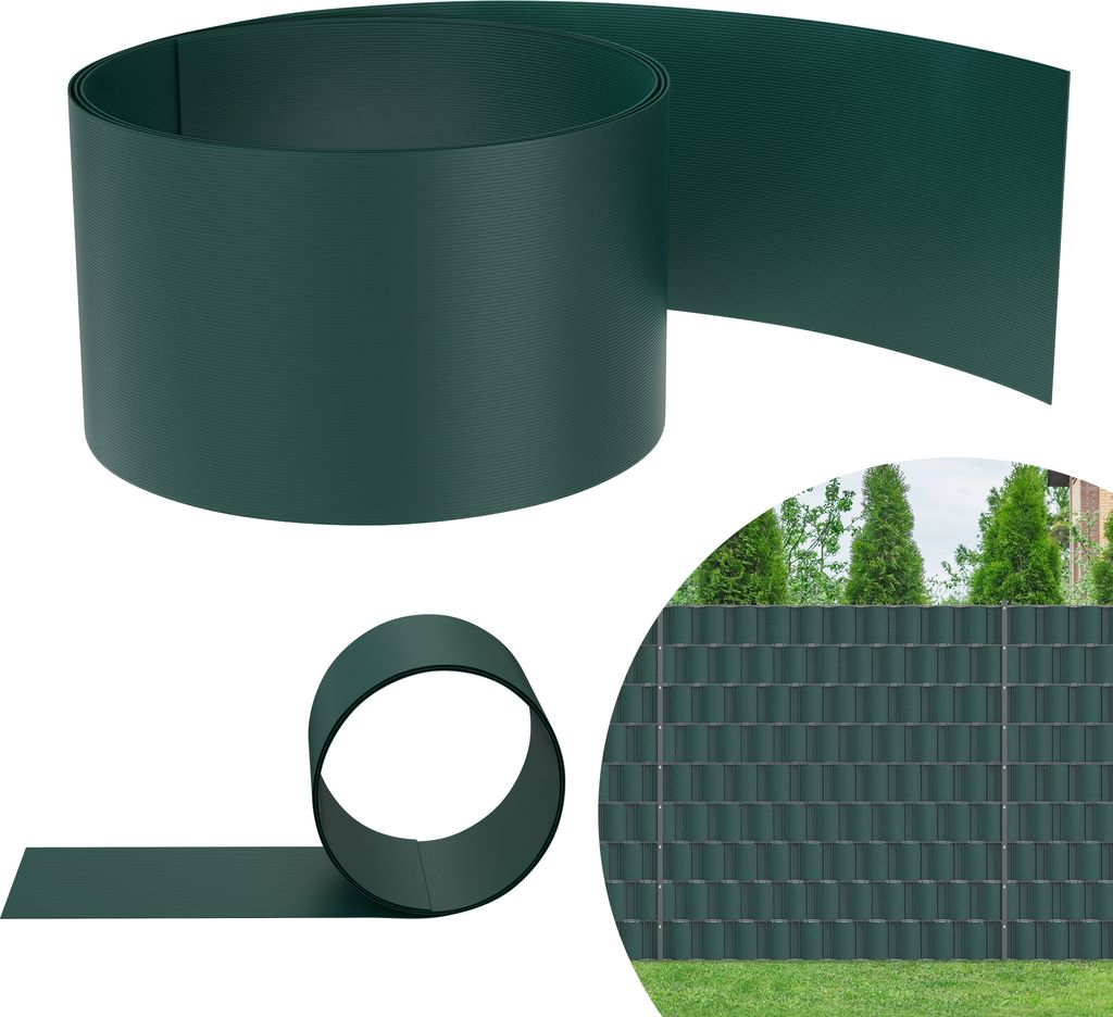 LARS360 30pcs Hart-PVC Windschutz Sichtschutzstreifen DoppelstabmattenZaun Zaunblende UV, 2,5m x 19cm (Grün)
