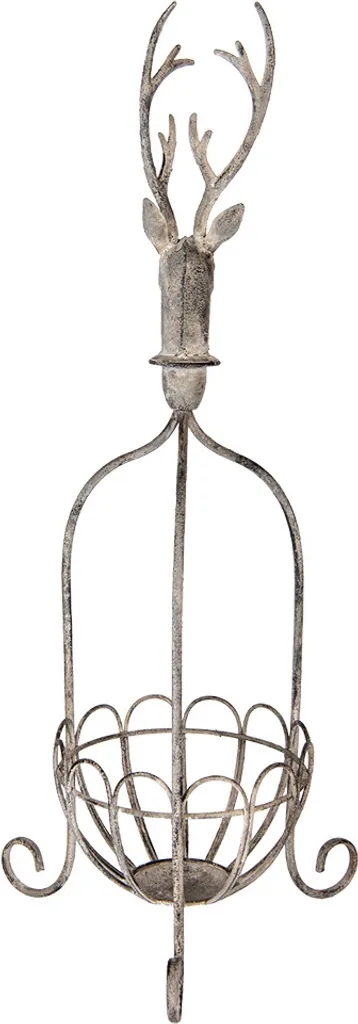 Panier Déco Cerf en Métal Gris Clayre & Eef - Structure Haute 68cm
