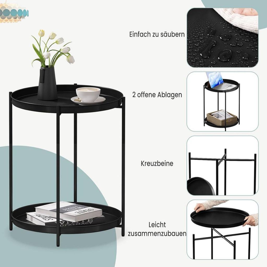 WOLTU Beistelltisch rund, Couchtisch mit Stauraum, 2 Produktbild 6