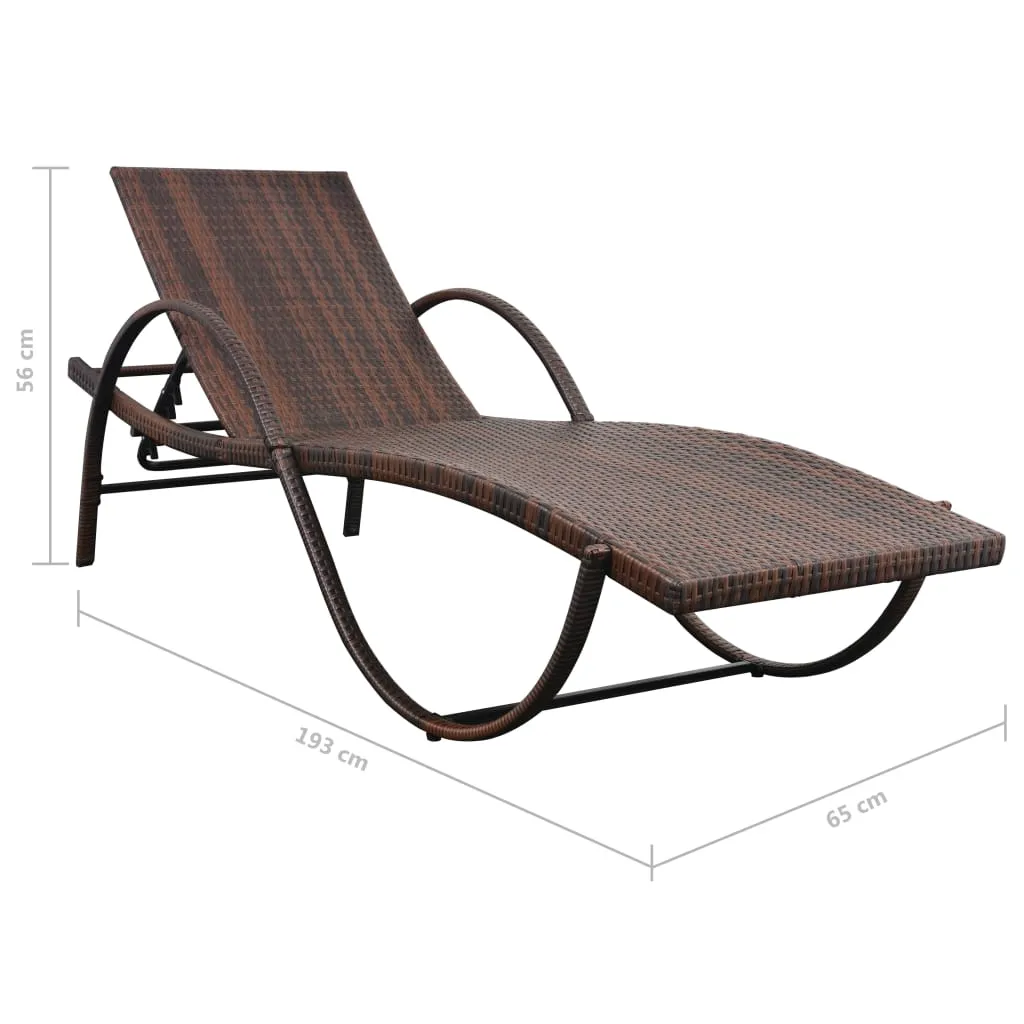 Lit de jardin modulable en poly rotin marron avec tablette intégrée - 11