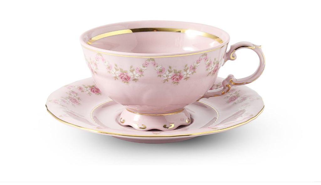 Teetasse und Untertasse, Sonata, 0,20 l, rosa Porzellan, Produktbild 