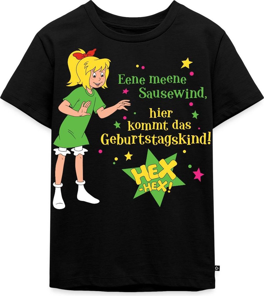 Spreadshirt Bibi Blocksberg Geburtstag Bibi & Spruch Kinder Premium T-Shirt, 110/116 (4 Jahre), Schwarz