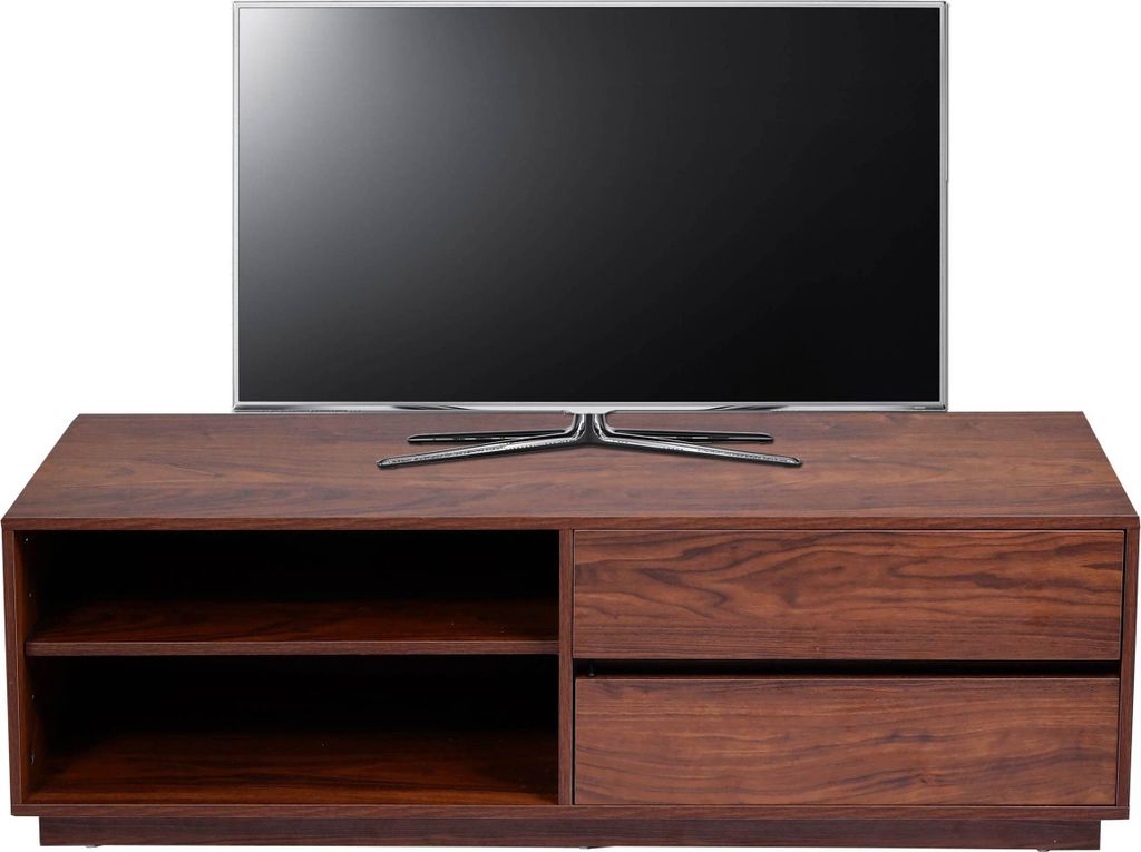 TV-Rack HWC-J78, Fernsehtisch Lowboard Kommode, Schublade, MDF 42x140x40cm Walnuss-Optik
