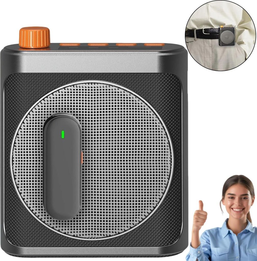 Magnetischer drahtloser Lavalier-Mikrofonverstärker, Bluetooth-Lautsprecher mit 2 Lavalier-Mikrofonen, geeignet für Klassenzimmer/Besprechungen.