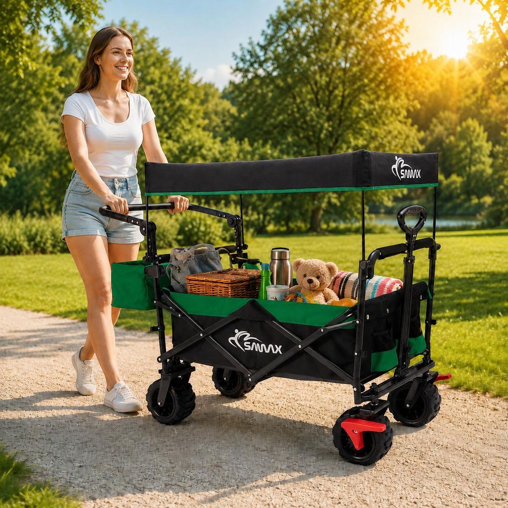 Skladací terénny vozík SAMAX so strechou - čierny / červený Obrázok produktu 