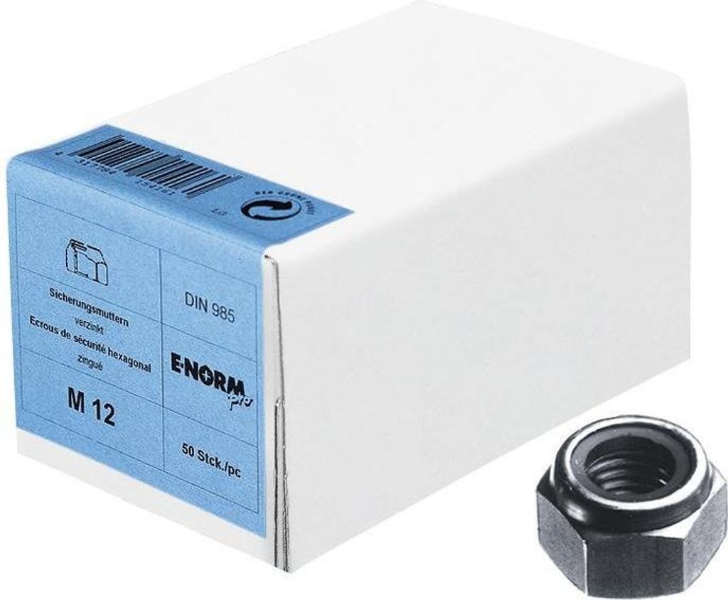 1.000 Stück E-NORMpro DIN 985 6-8 galZn M4 HP (Sechskantmuttern) s: 7 mm