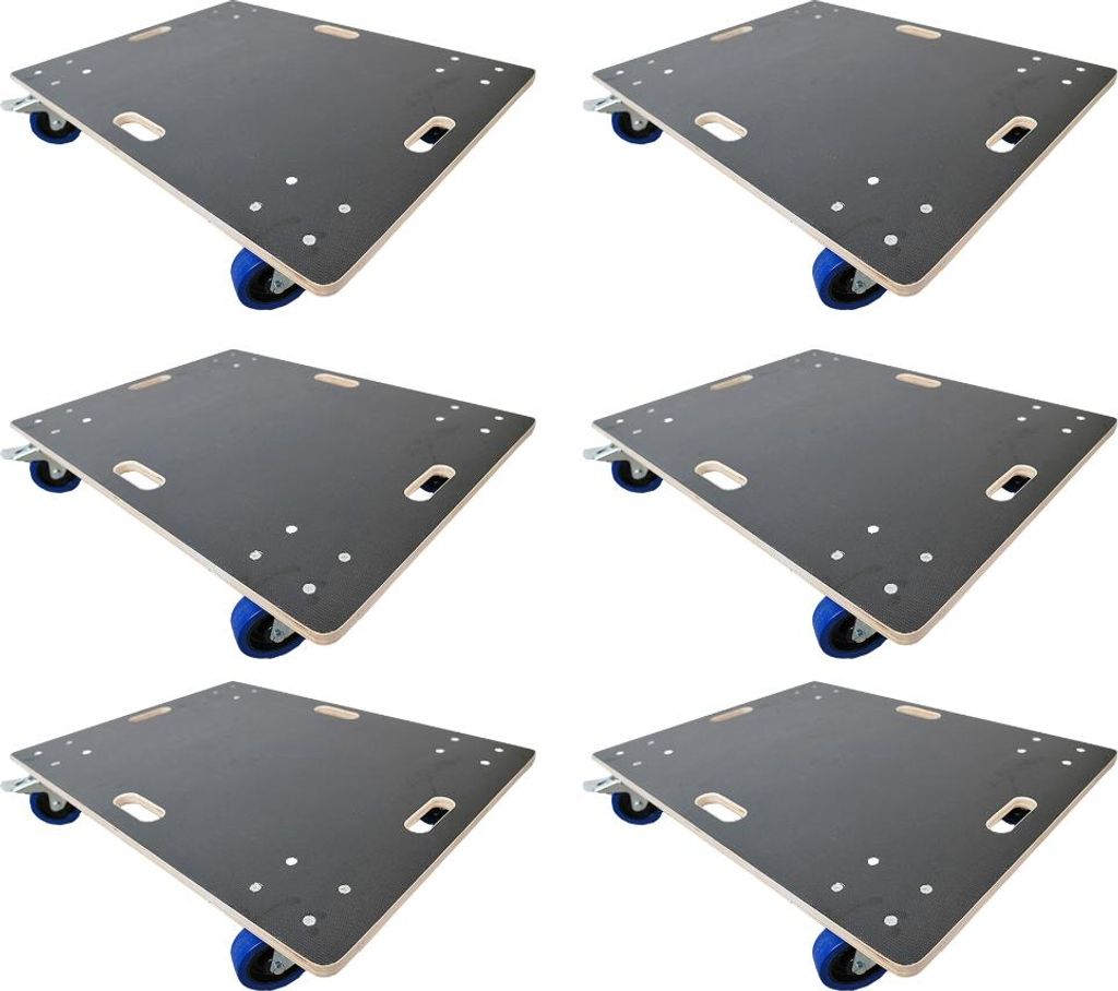 Mega Deal 6x Profi Transportroller HERCULES | BxT 80x60 cm | Traglast 800 kg | 4 Gummirollen mit Bremse & Griff | Siebdruckplatte | Rollbrett für ...