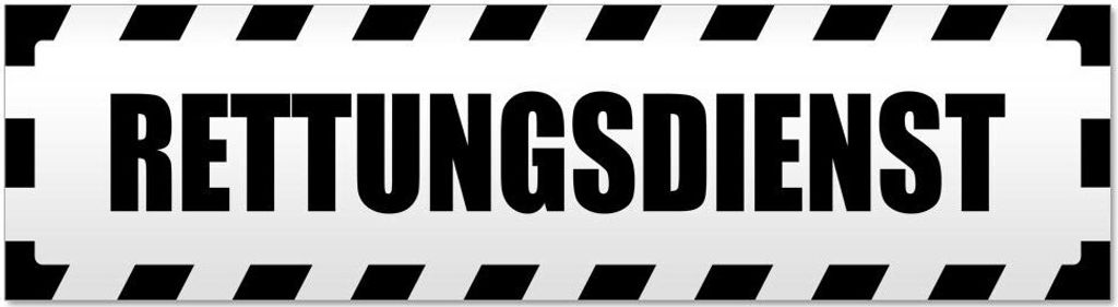 Kiwistar Rettungsdienst gestreift Magnetschild Schild magnetisch - 45cm Schwarz - Magnetfolie für Auto PKW Kfz