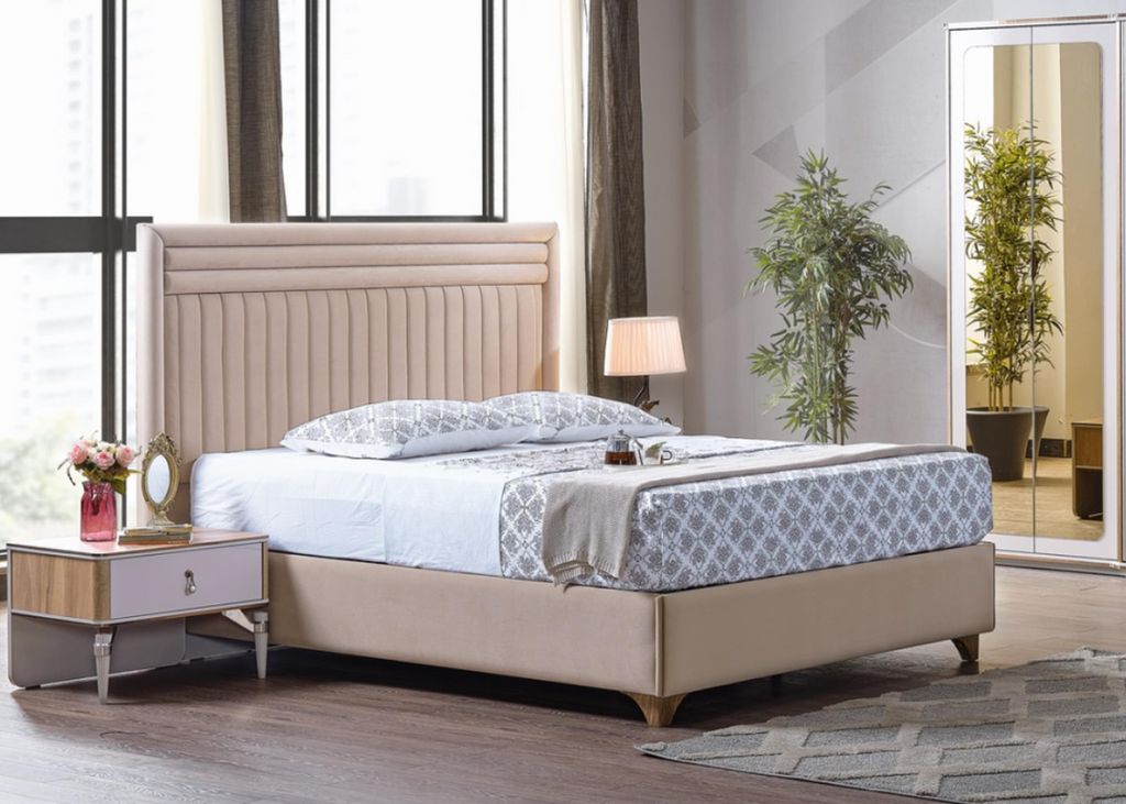 Modern Schlafzimmer Set Bett + 2x Nachttische Design Möbel 3 tlg. Neu