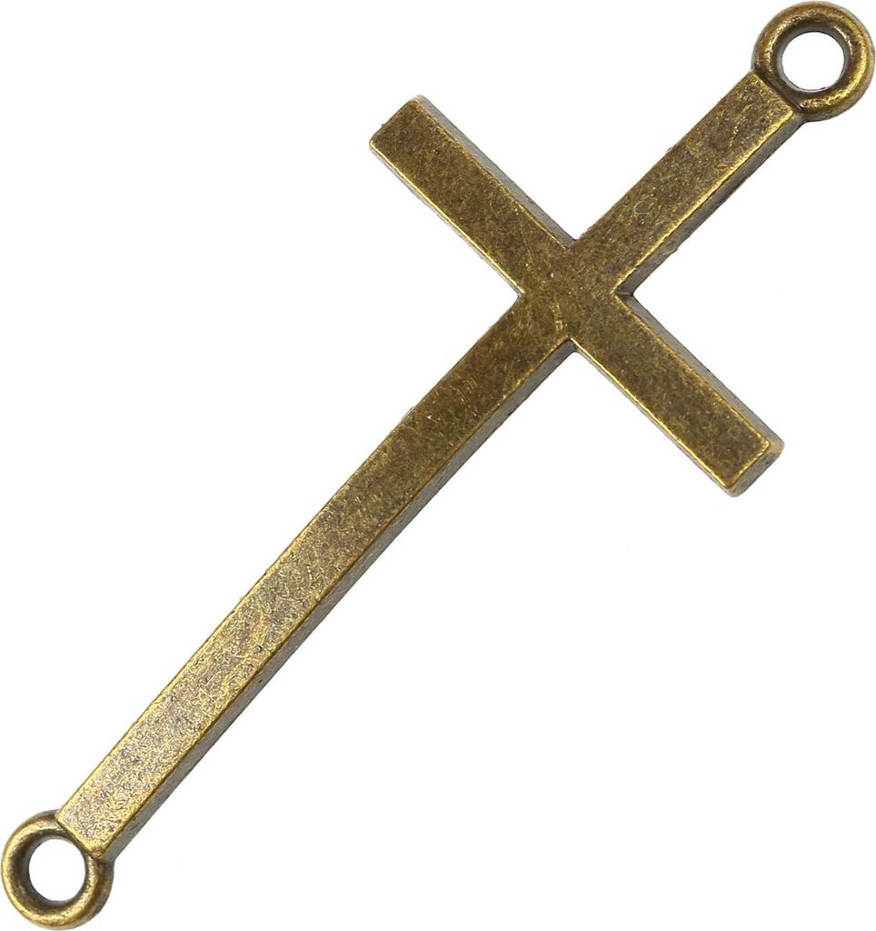 20 Kreuz Verbinder gebogen 51,5x22mm, antikbronze - Basteln Armband Glaube