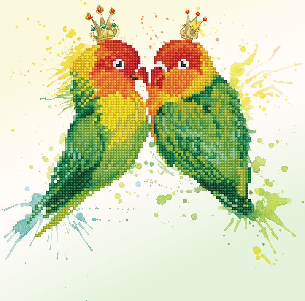 DIAMOND DOTZ Original Diamond Painting "Love Birds“ 32 x 32 cm ab 8 Jahren