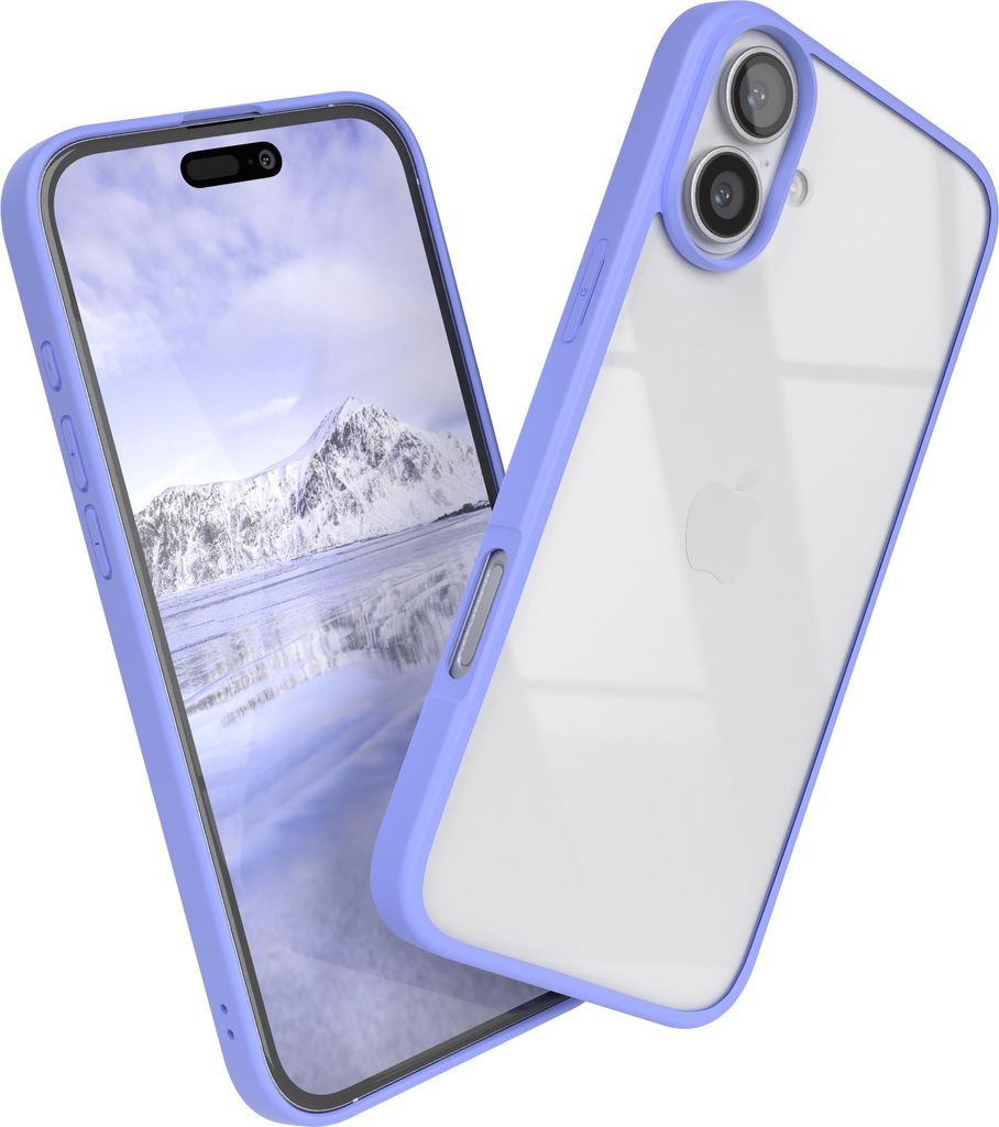 EAZY CASE Clear Hybrid Bumper Hülle für Apple iPhone 16 Plus, Handyhülle stoßfest mit Kameraschutz, Handycase dünn in Blau