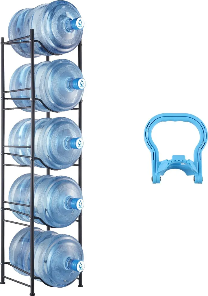 Rangement bouteilles d'eau pour bureau - Rack 5 emplacements noir