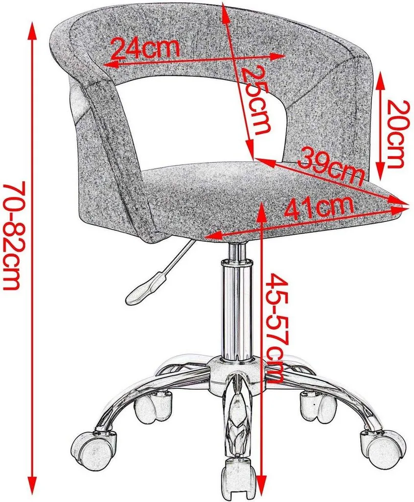 Sedia da Scrivania Ergonomica DeLuxuriös Velluto Grigio Design Moderno - 5