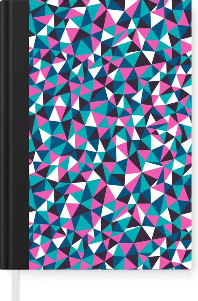 MuchoWow Notizbuch Tagebuch Haushaltsbuch Notebook A5 Geometrie - Rosa - Blau - Weiß - Muster - Notizblock - Notizheft - Notebook - Schreibblock...