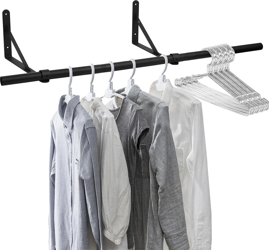 Kleiderstange Wandmontage - industrielle Garderobenstange - 90cm - schwarz - Metall