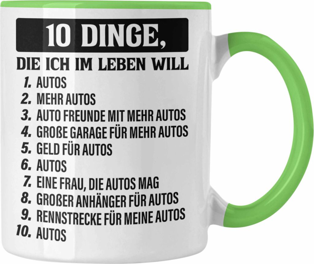 Trendation - Tuner Auto Tasse Geschenke Autotuner Geschenkidee Autoliebhaber Tasse für Männer Autofan Kaffeetasse (Grün)