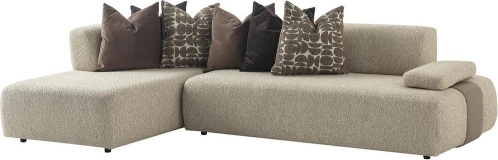 Beiges Ecksofa Wohnzimmer Designer Couch s Textilsofa
