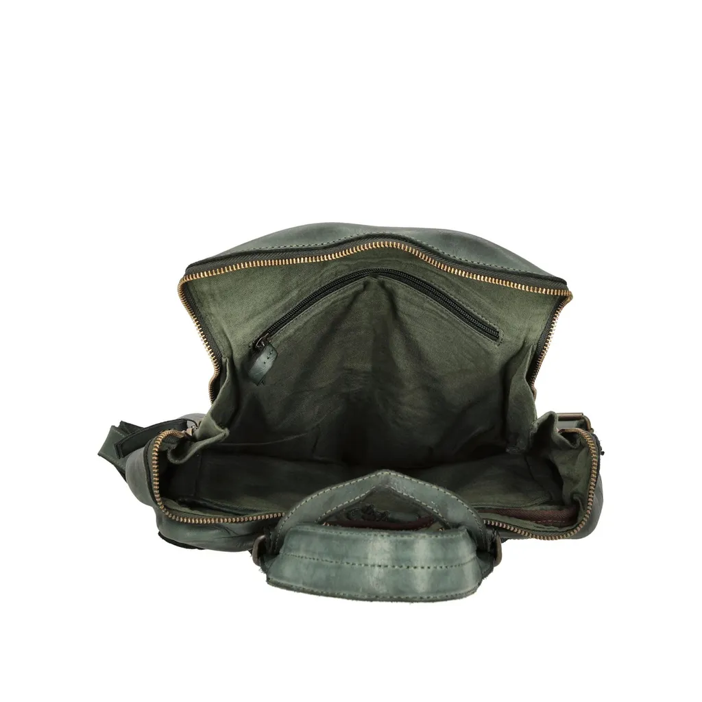 Sac à Dos en Cuir Vert Foncé Submarine avec Compartiment Ordinateur - 7