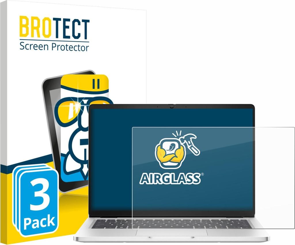 3x BROTECT Schutzglas für Dell Pro 14 Premium PA14250 Non-Touch Schutzfolie Panzer Folie Glas Display Schutz klar
