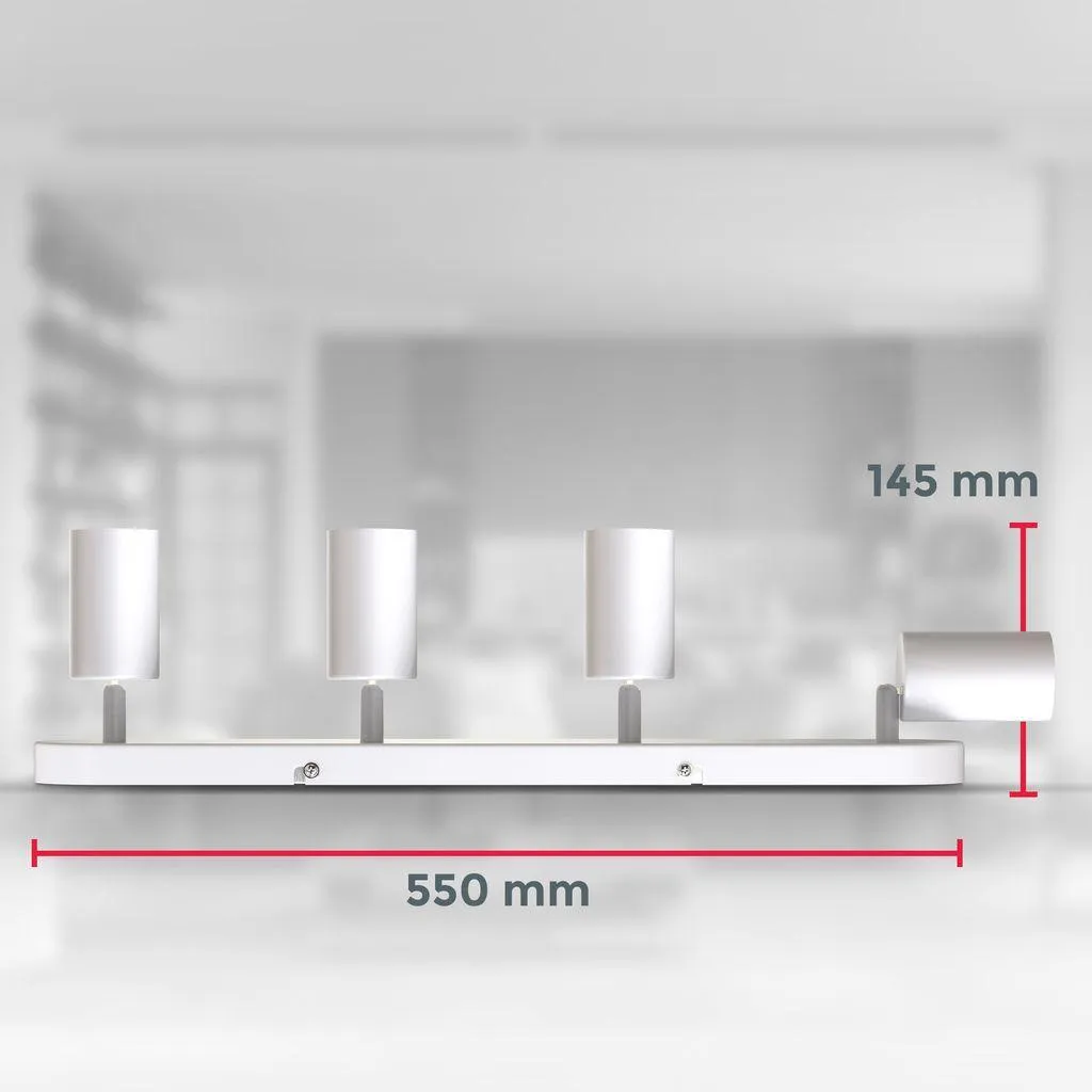 Rampe de Spots Orientables 4 Lumières GU10 Blanc Mat pour Salon - 5