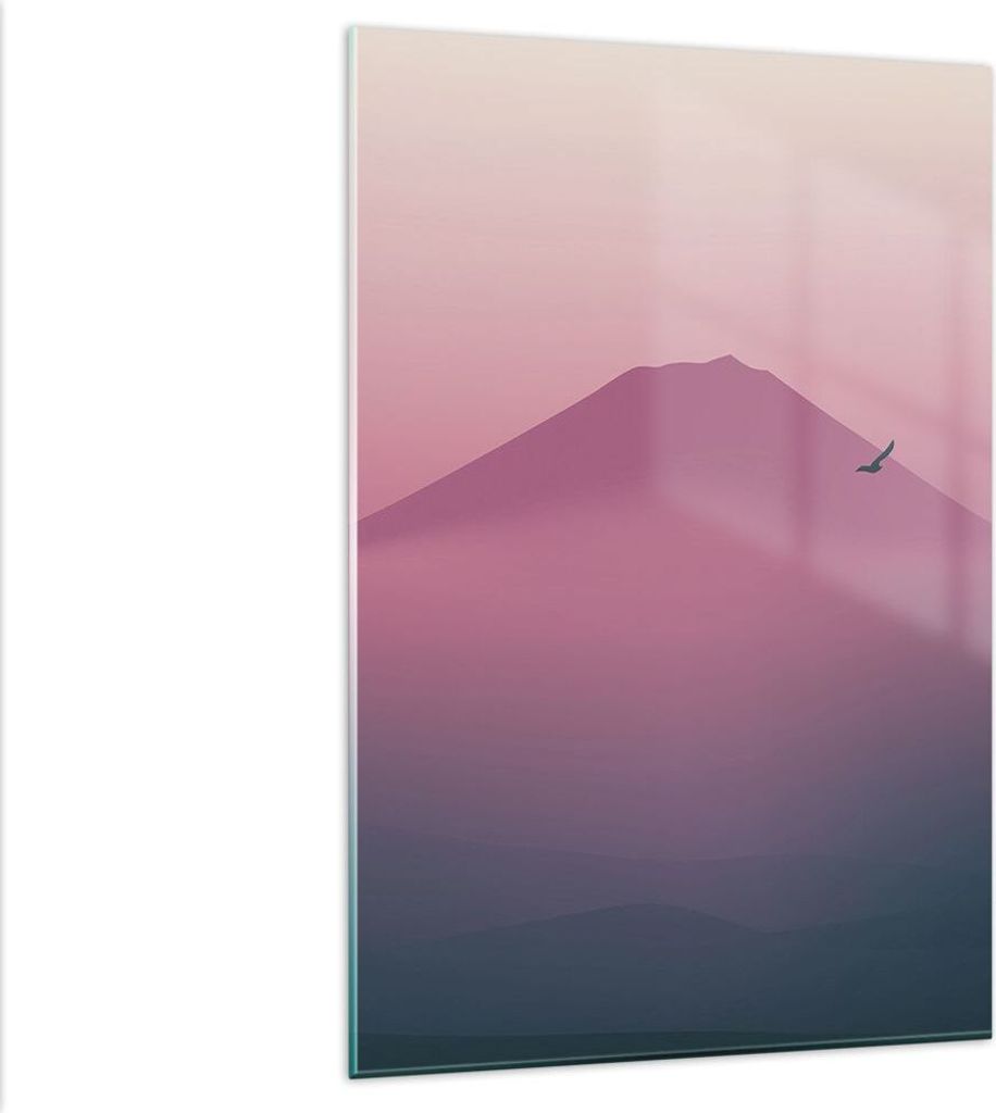 Bilder auf glas - Einteilig - Vulkan Vogel Natur - 80x120cm - Glasbilder - Wandbilder - Bilder - zum Aufhängen bereit - Wanddekoration aus Glas - ...