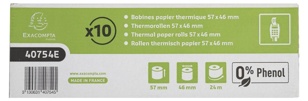 Exacompta Thermorollen 5,7 cm x 24,0 m, 10 Rollen
