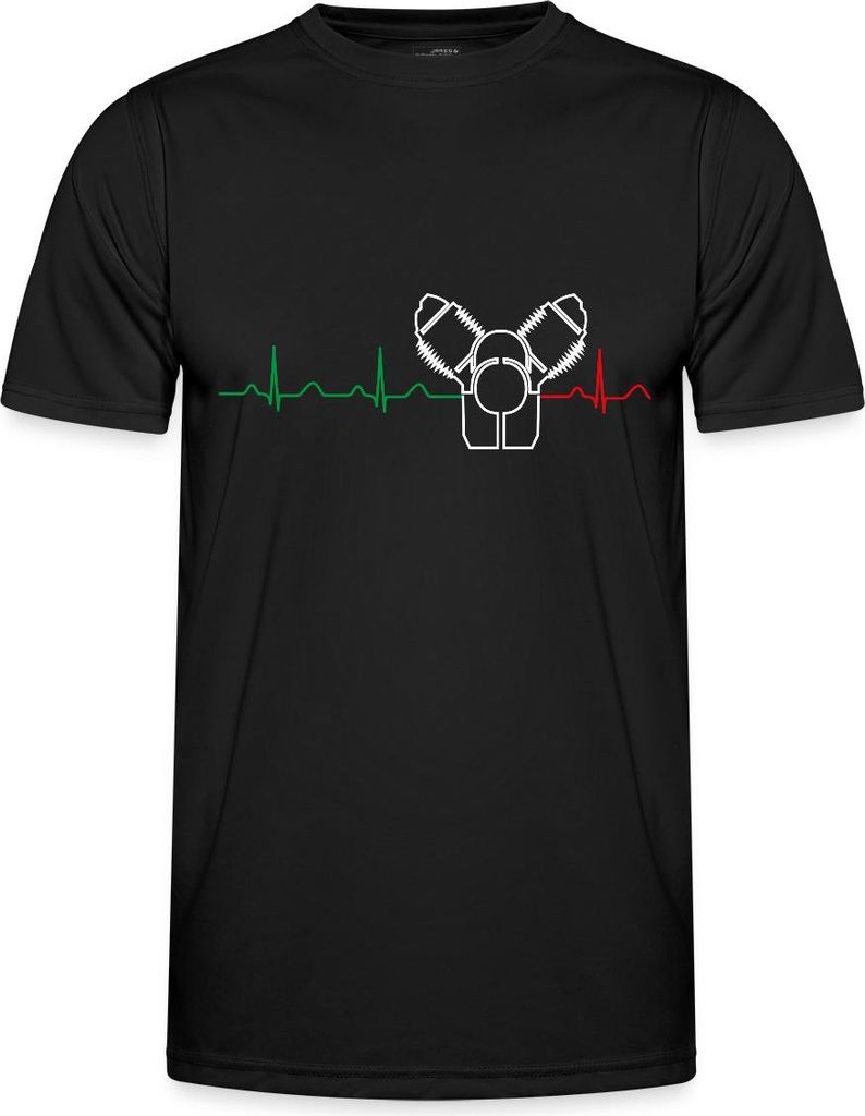 Spreadshirt Motorrad Rundmotor Heartbeat Italien Funktionsshirt Herren, L, Schwarz
