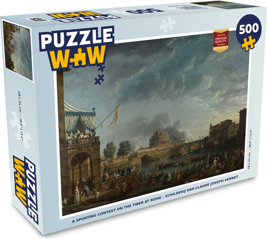 MuchoWow Puzzle 500 Teile Ein sportlicher Wettkampf auf dem Tiber in Rom - Gemälde von Claude Joseph Vernet - 500 Teile - Kinder - Selberbauen -...
