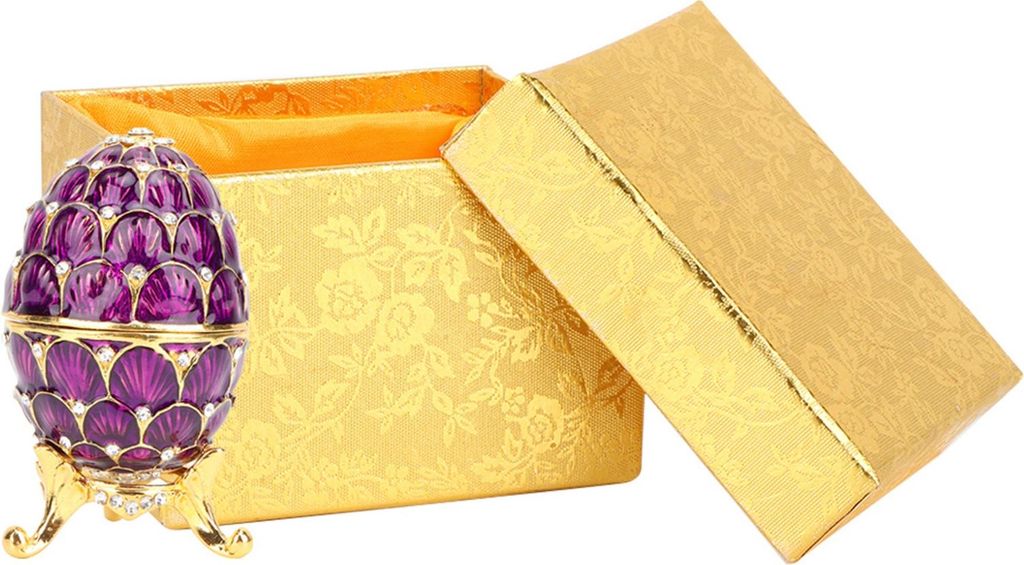 Emailliertes Osterei Vintage Style Juwelier Organizer Schmuckkasten Dekoration Bastel (lila)
