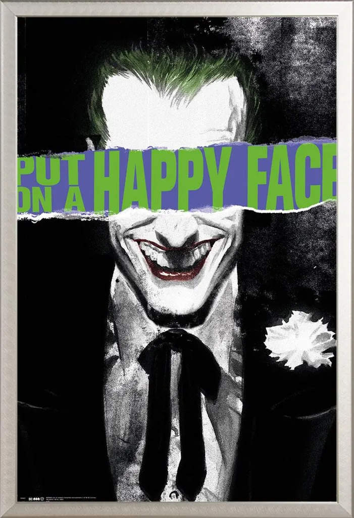 Poster Joker Happy Face 61x91,5 con Cornice Shinsuke Argento - DC Comics - 1
