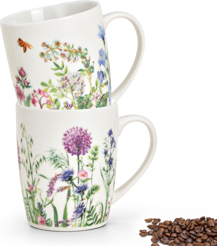Kaffeetassen 2er Set Blumen Bienen Frühling Sommer