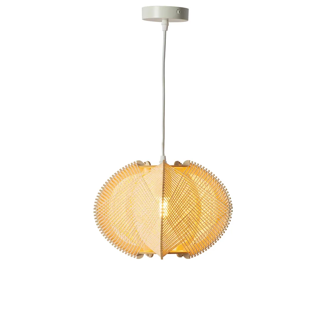 Luminaire Suspension Salon et Chambre Ø30 cm FLORENCIA en Rotin MDF