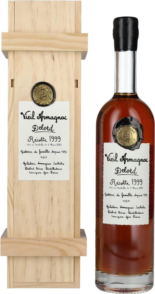 Vieil Armagnac Delord Vintage Récolte 1999 40% Vol. 0,7l in Holzkiste