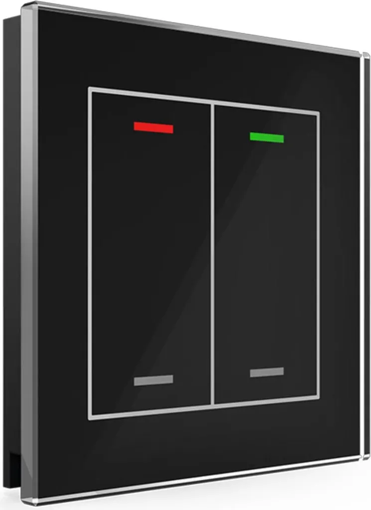 MDT KNX Bouton-poussoir en verre II Light double RGBW noir neutre