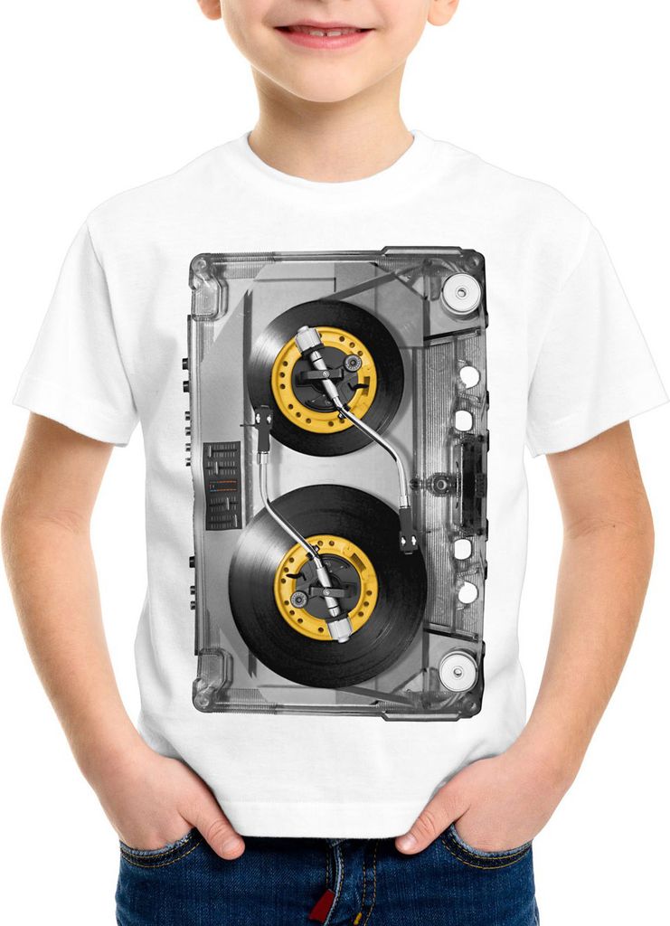 style3 Nonstop Play T-Shirt Kinder kassette fotodruck turntable schallplatte
