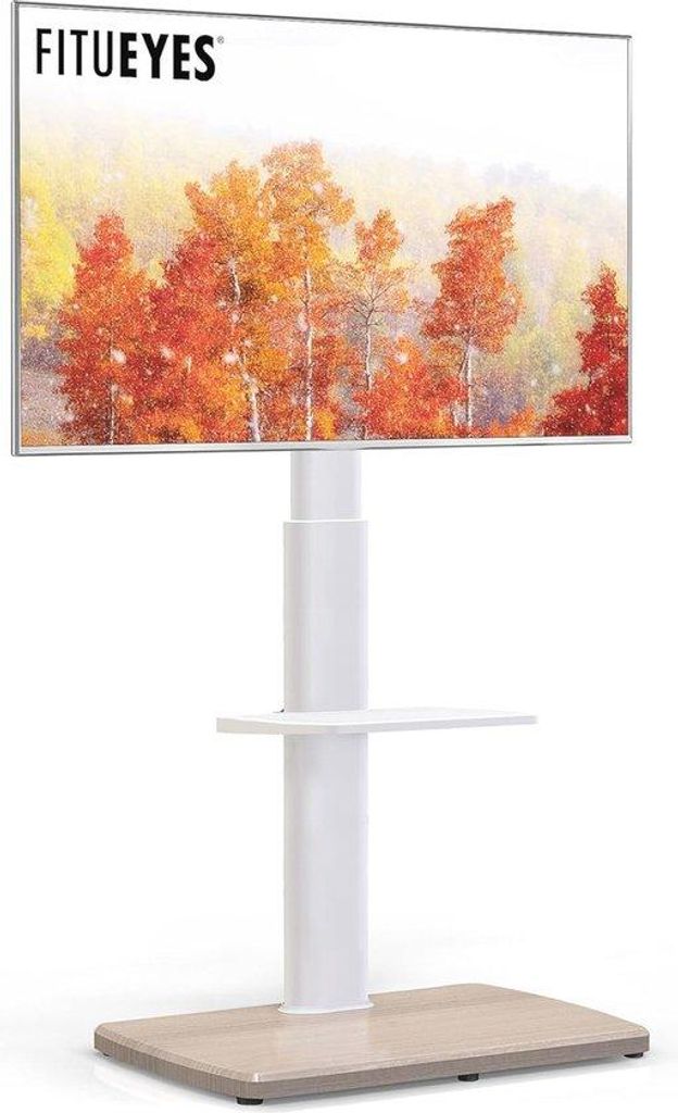 TV-standaard mit Holzbasis für 32-75 Zoll Fernseher - Drehbar und Höhenverstellbar