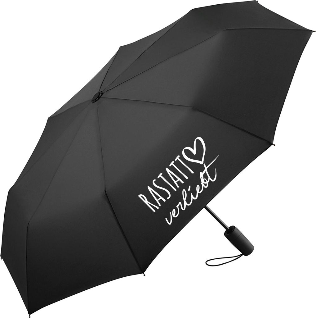 Huuraa Regenschirm Rastatt verliebt 98cm Schwarz Sturmfest Taschenschirm Geschenkidee