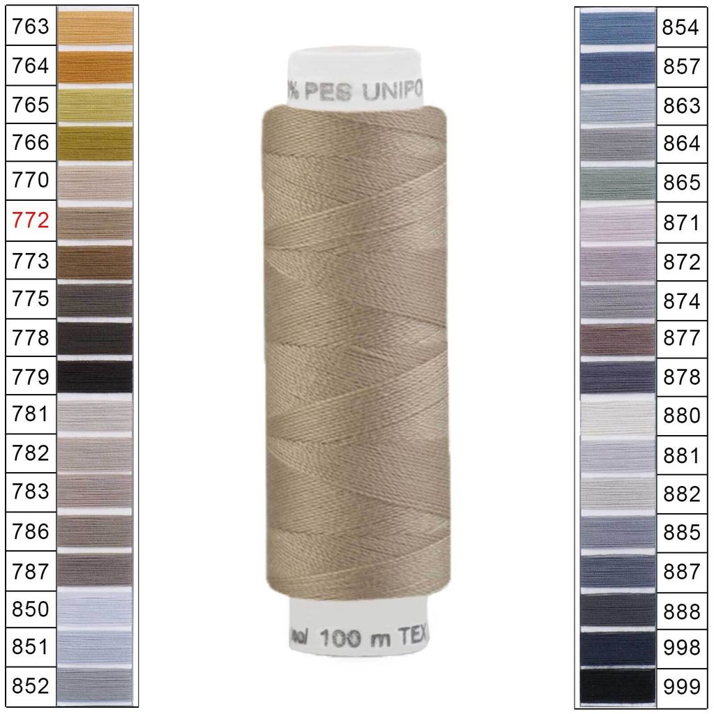 Nähgarn 100m Unipoly 120 Tex14x2 Polyester Nähfaden Nähmaschinengarn Farben 6v6 , Farbe:772