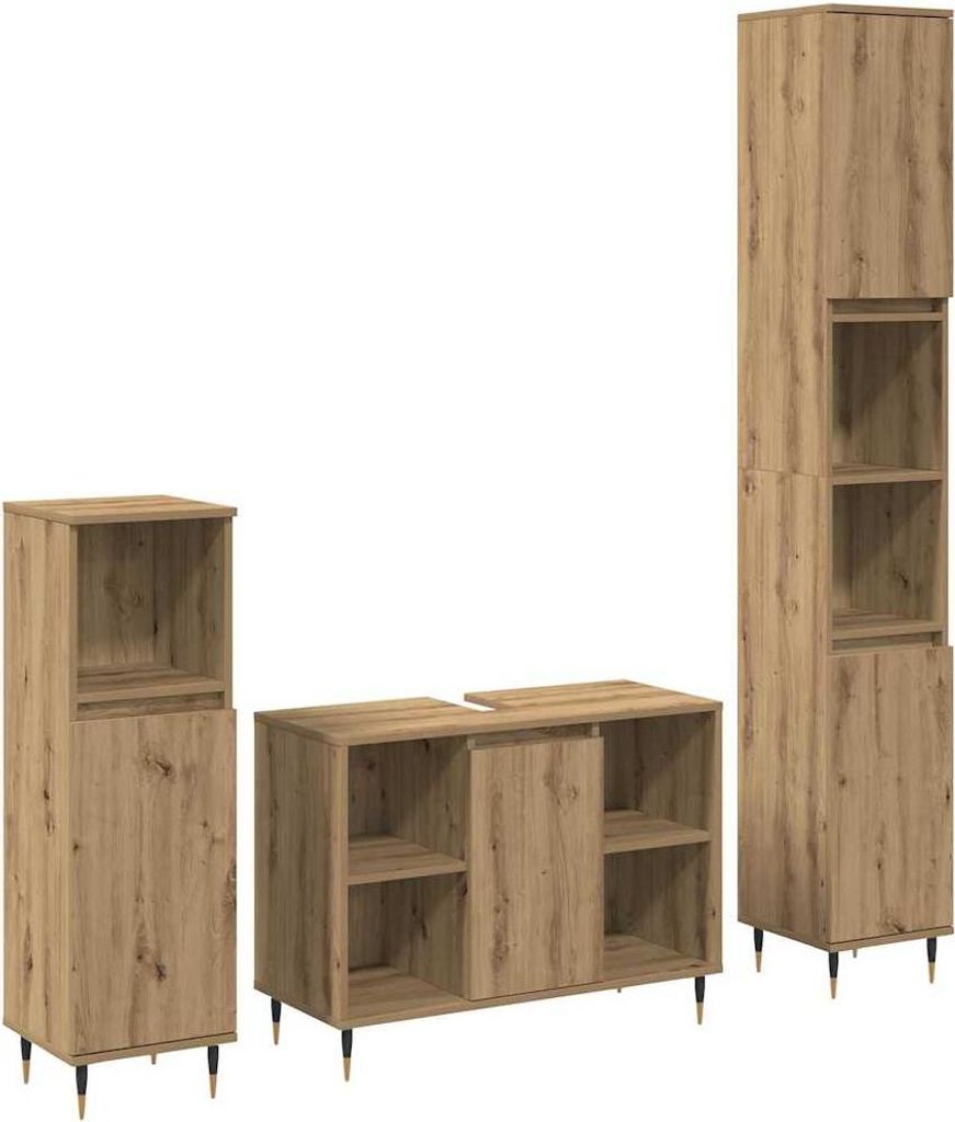 Maison Exclusive - Badezimmermöbel-Set mit Regal 3 pcs Artisan-Eiche Holzwerkstoff