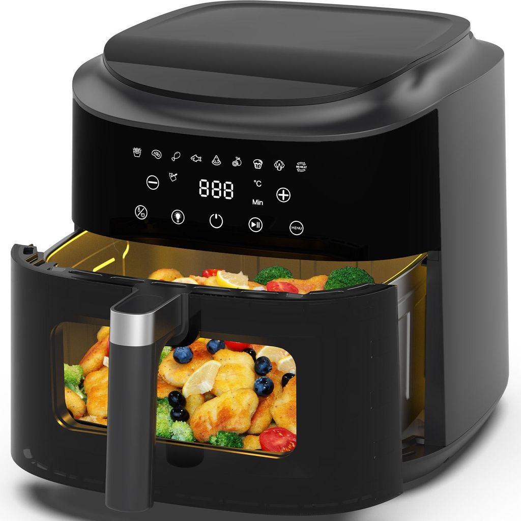 9L XL Heißluftfritteuse Airfryer mit Sichtfenster & Produktbild 